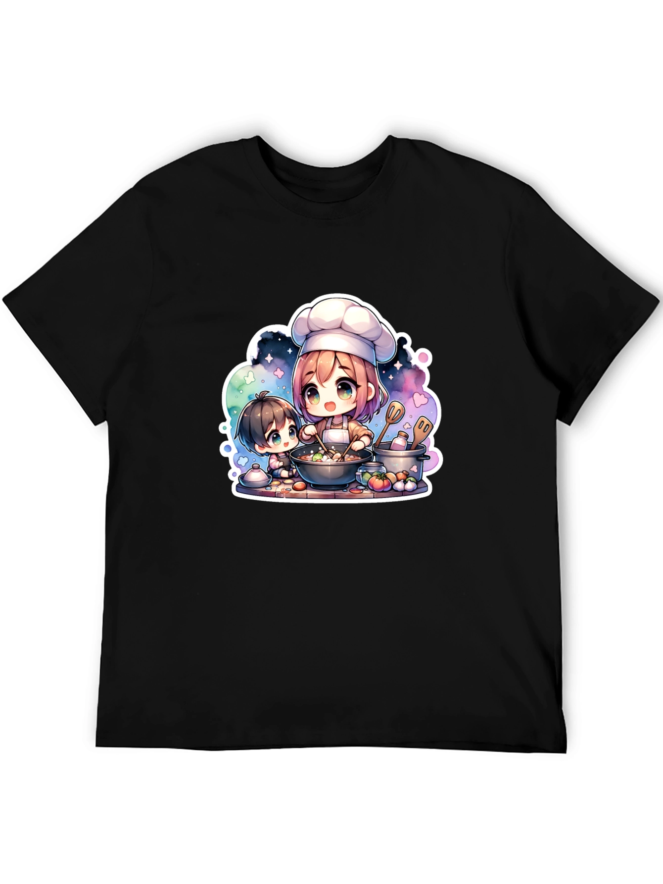 Anime Chef Graphic Black T-Shirt