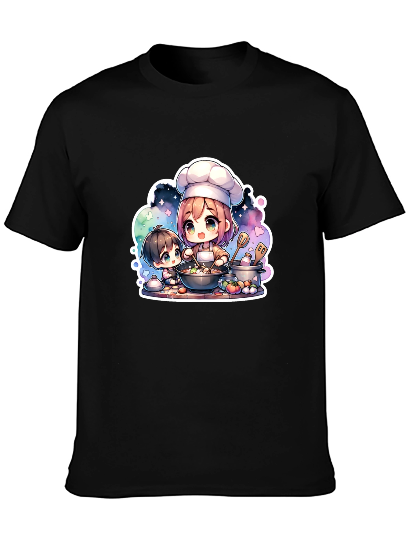 Anime Chef Graphic Black T-Shirt