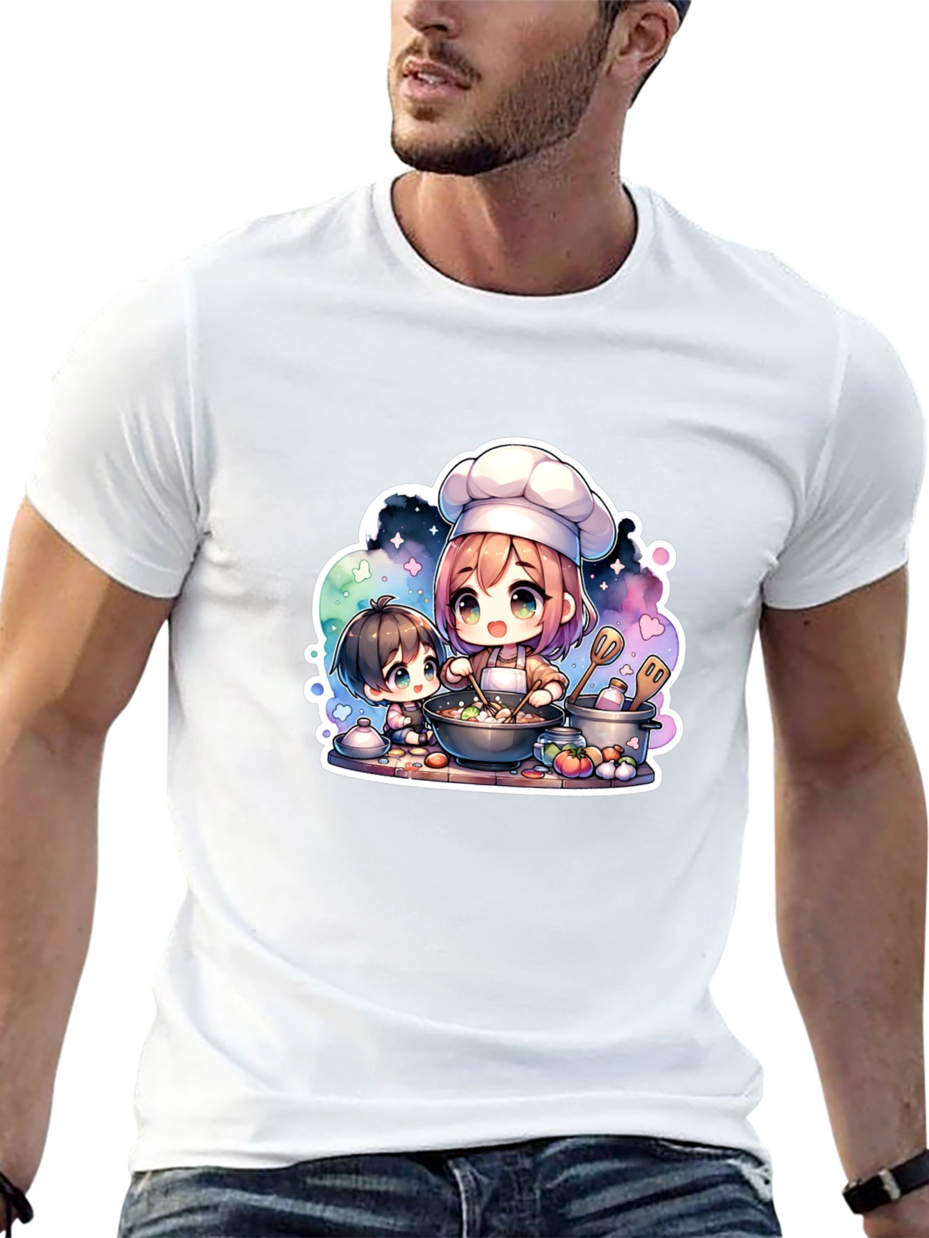 Anime Chef Graphic Black T-Shirt