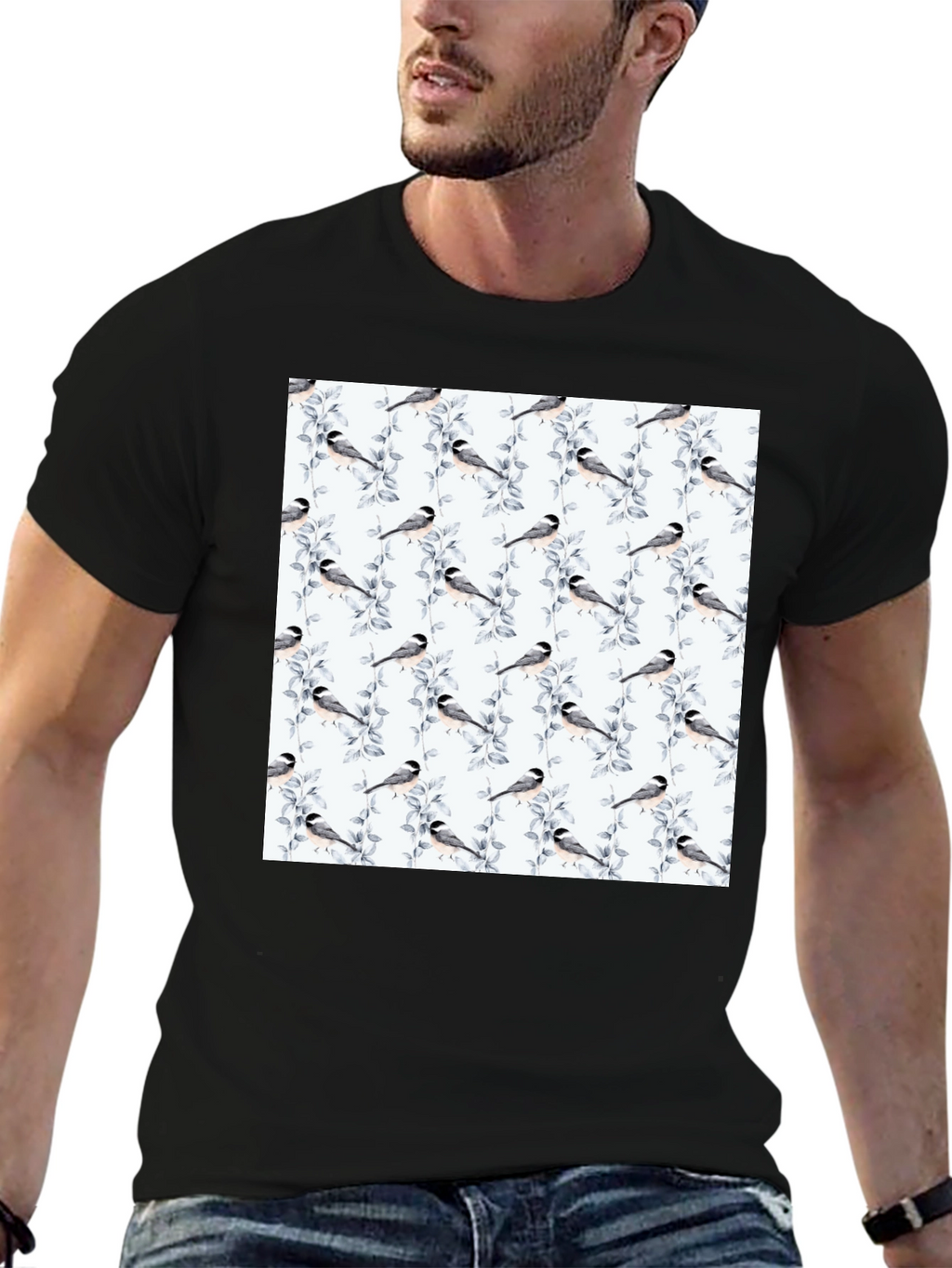 Bird & Branch Print Tee - Casual Style