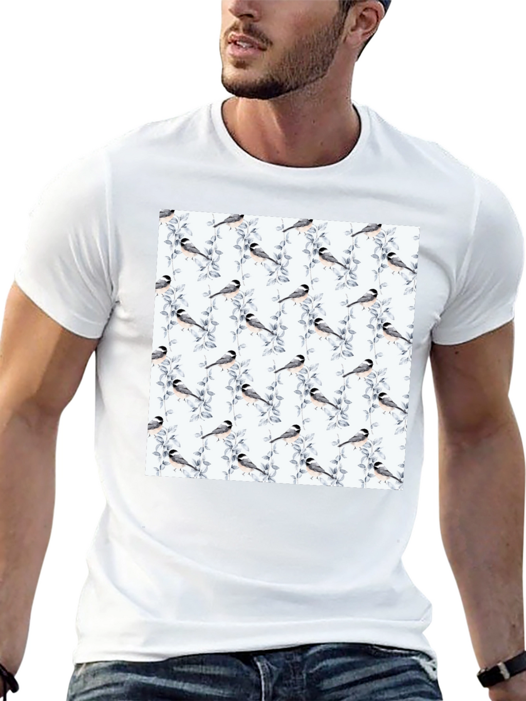 Bird & Branch Print Tee - Casual Style