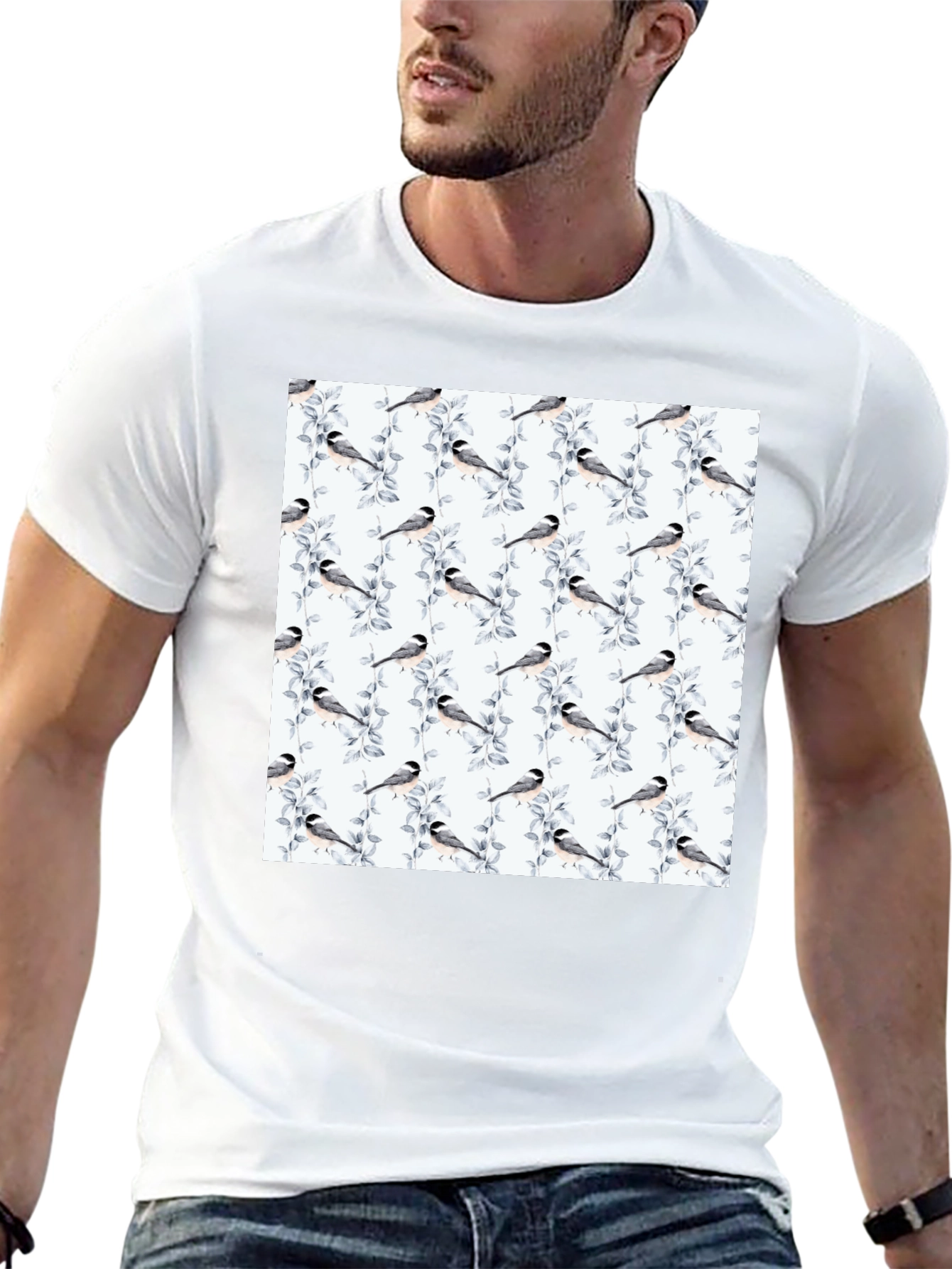 Bird & Branch Print Tee - Casual Style