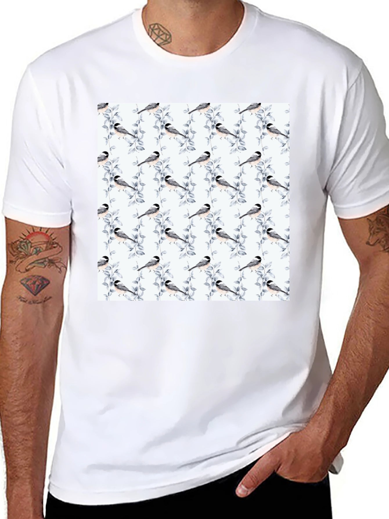 Bird & Branch Print Tee - Casual Style