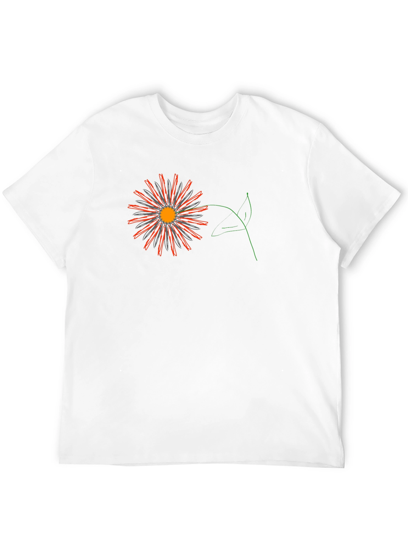 Black Tee with Graphic Flower Design