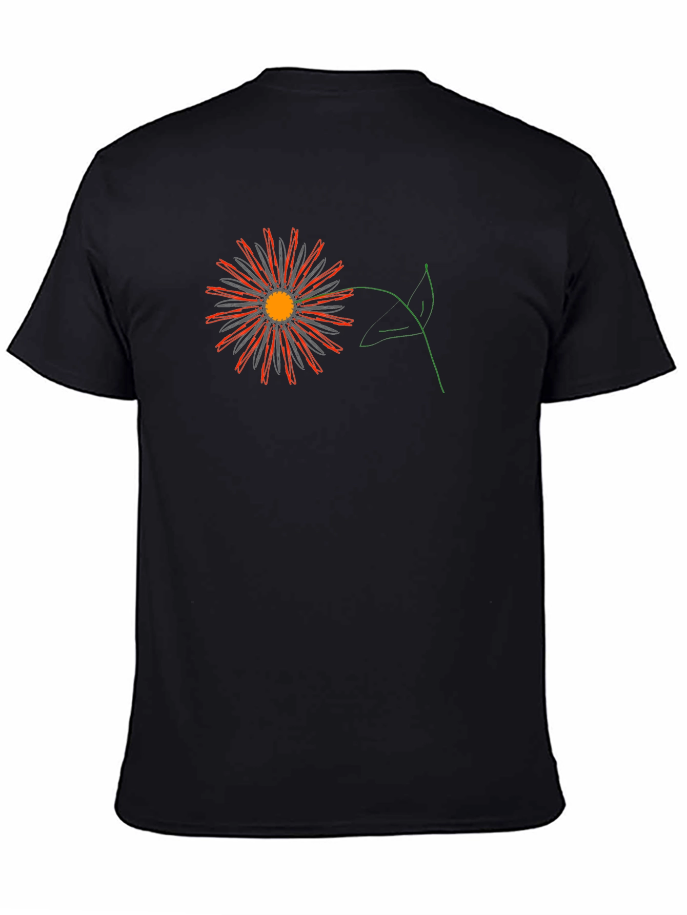 Black Tee with Graphic Flower Design