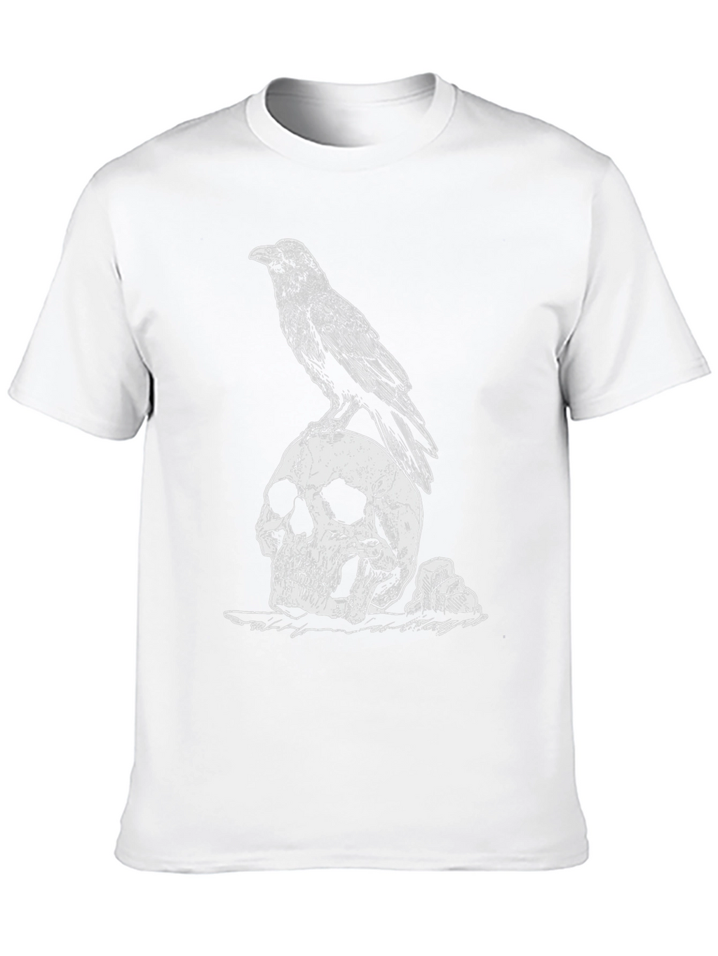 Raven on Skull Graphic Tee - Black