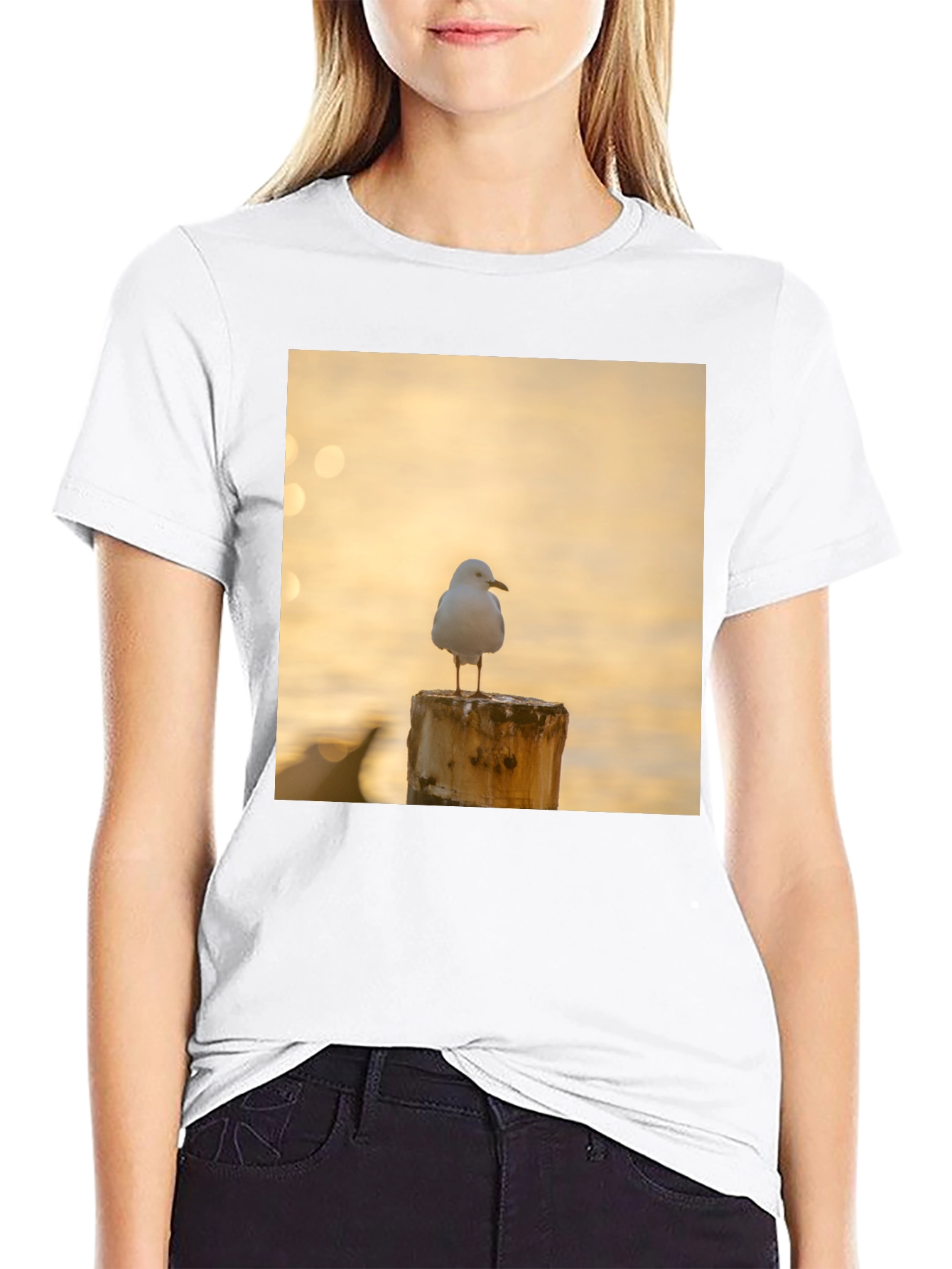 Seagull on Post Black T-Shirt