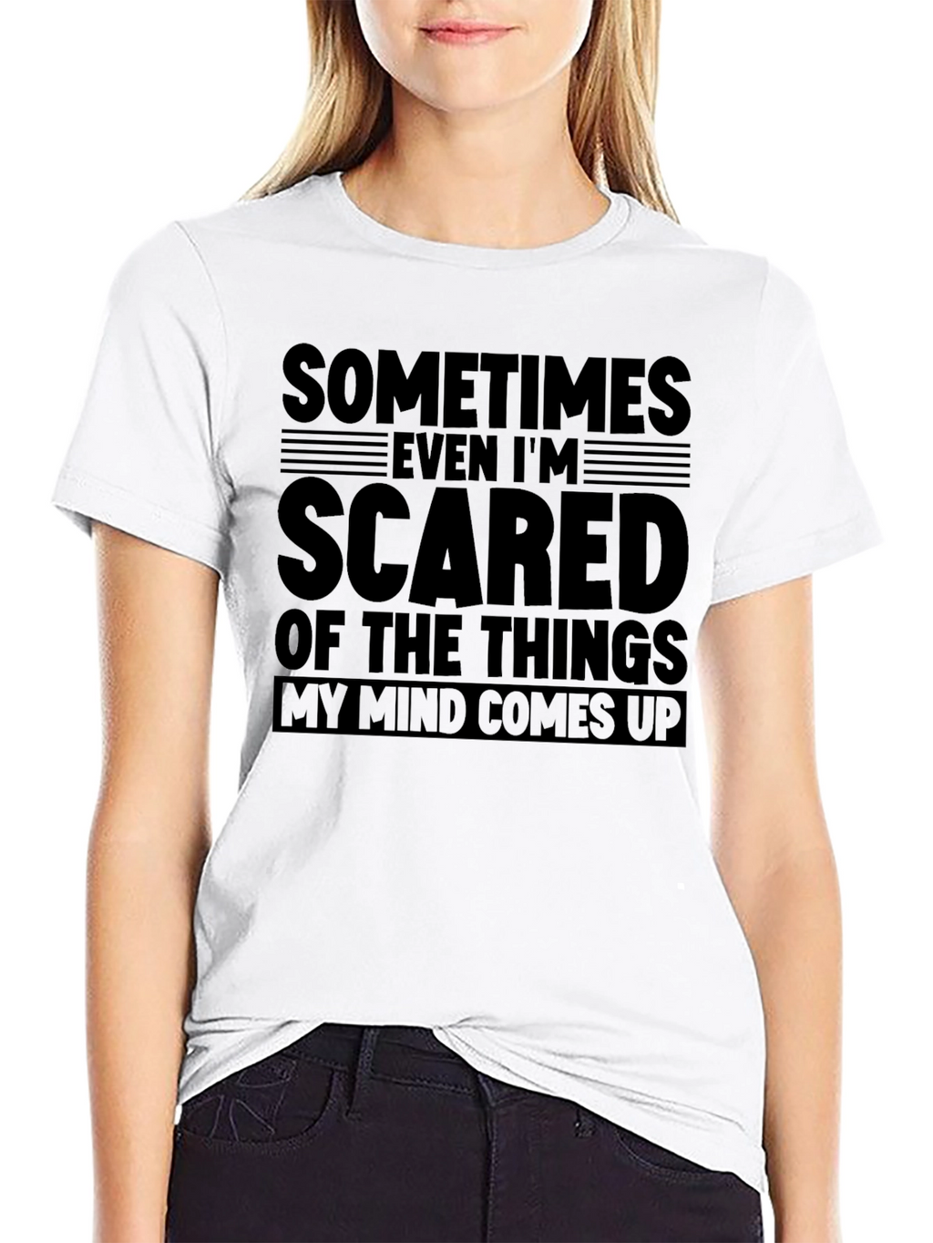 Sometimes Im Scared Mens Black Graphic T-Shirt