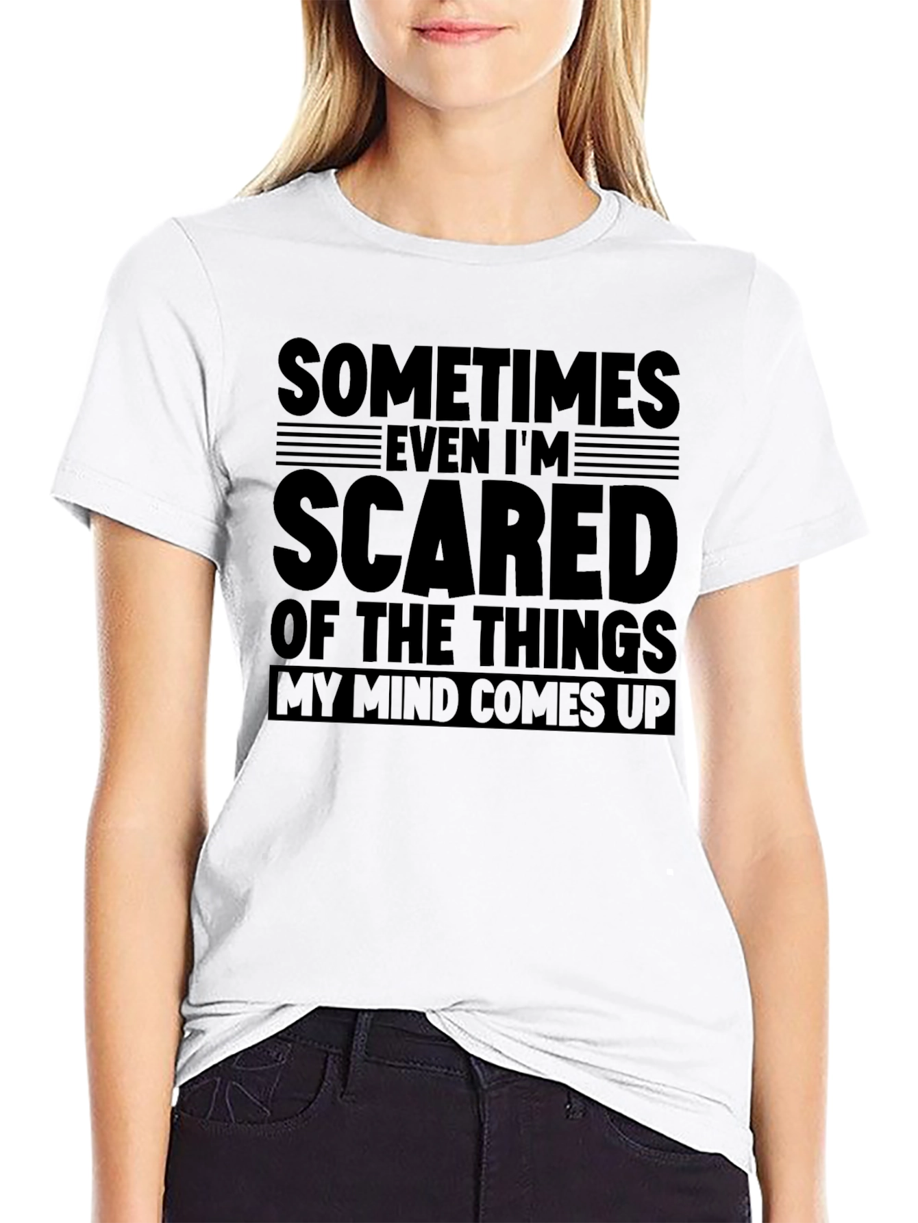 Sometimes Im Scared Mens Black Graphic T-Shirt