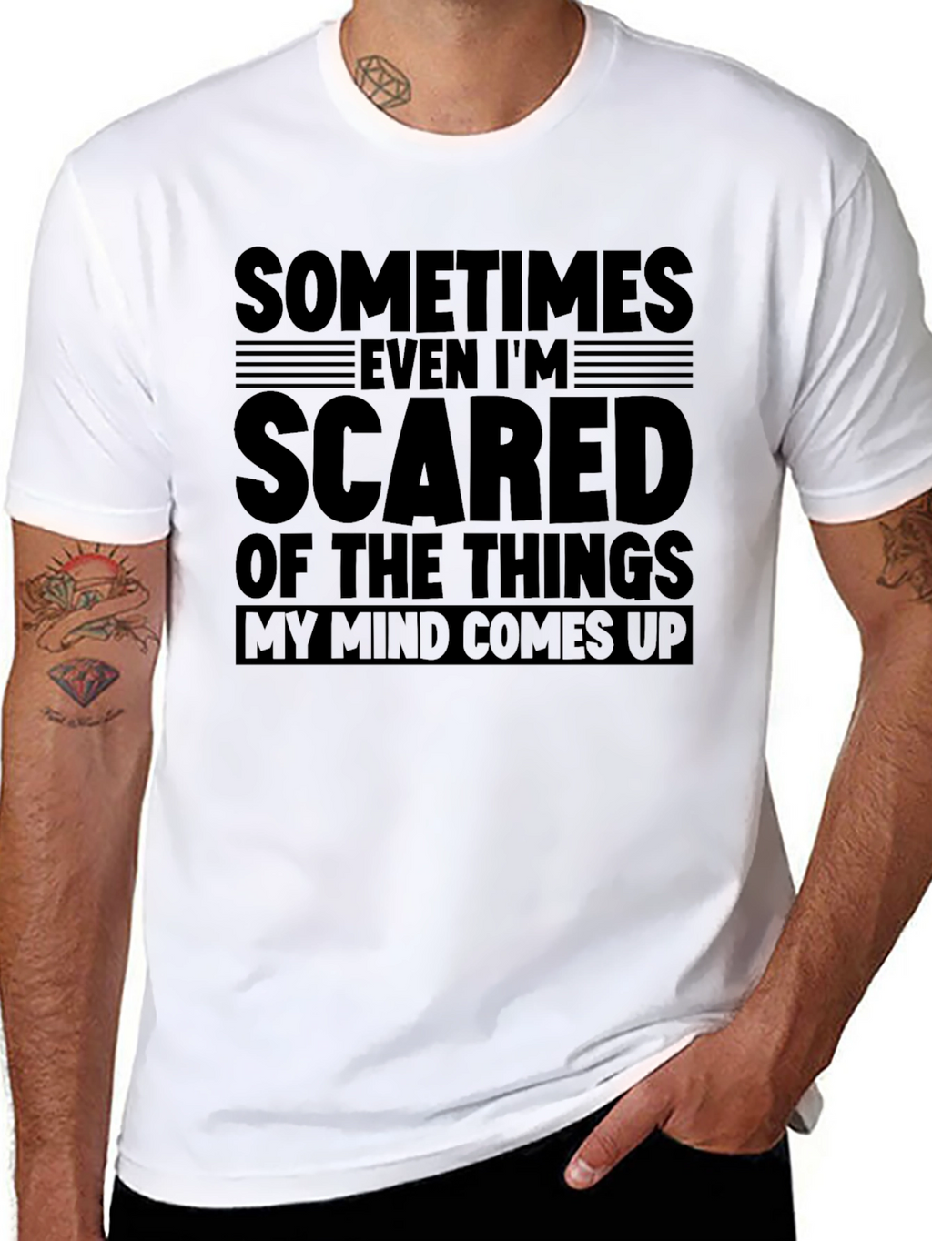 Sometimes Im Scared Mens Black Graphic T-Shirt