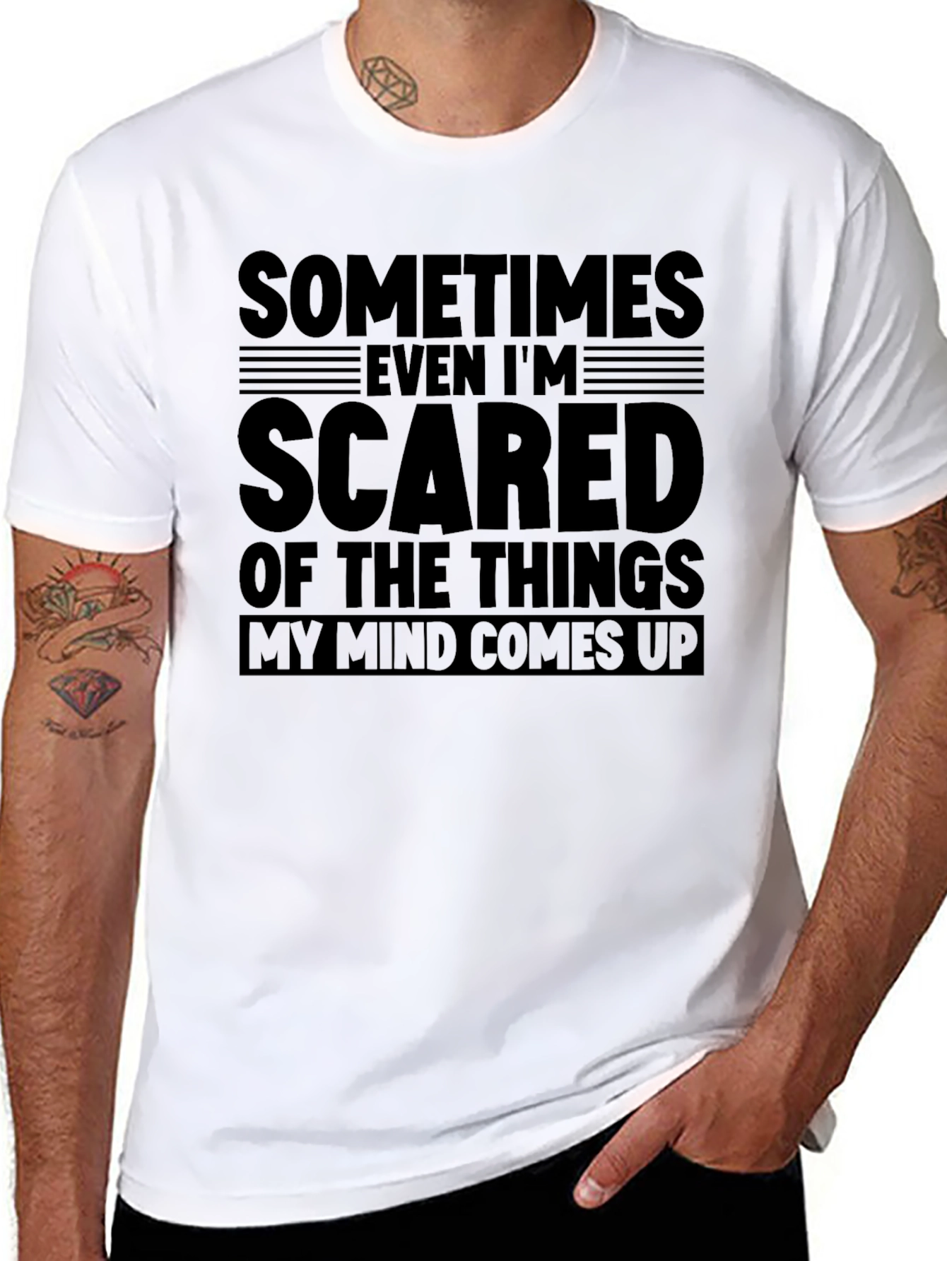 Sometimes Im Scared Mens Black Graphic T-Shirt