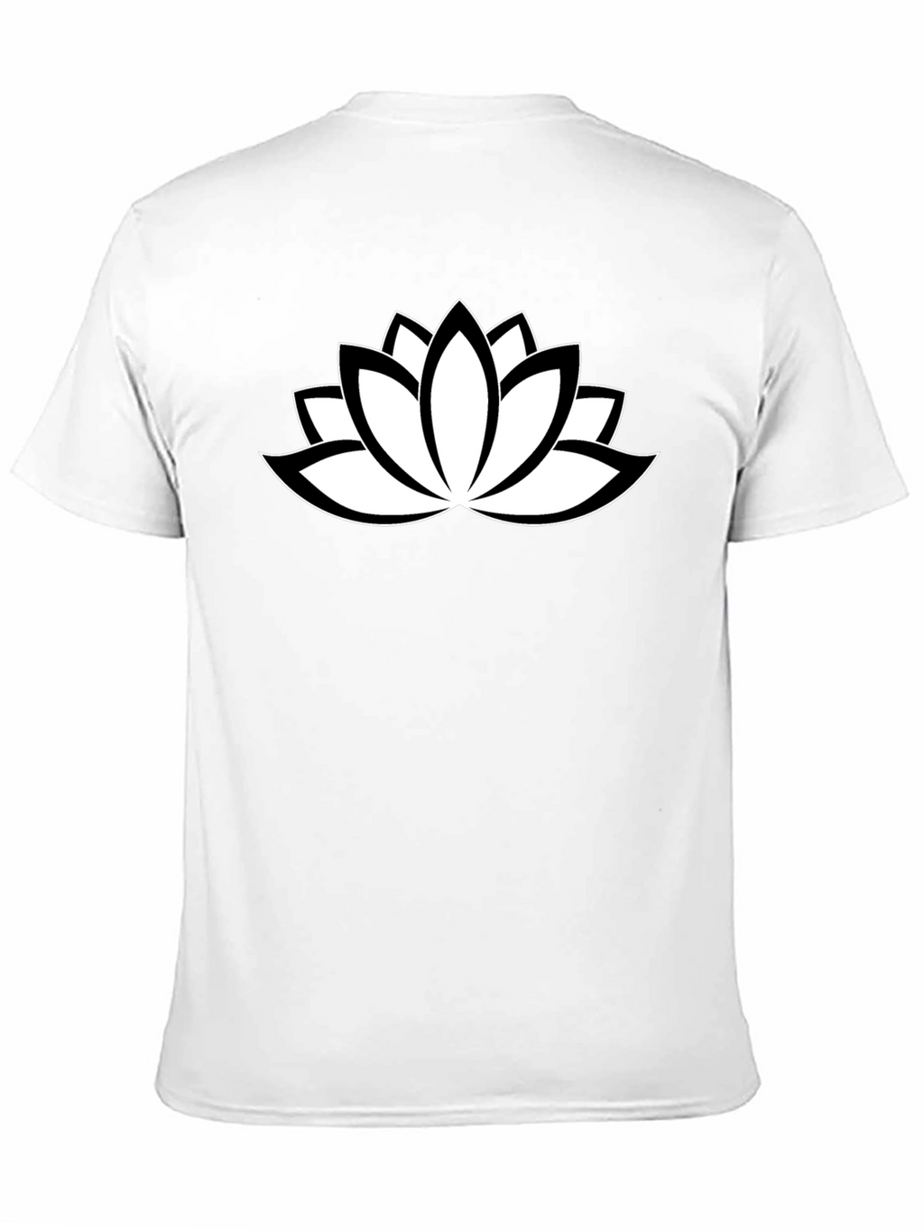 Black T-Shirt with White Lotus Flower Design