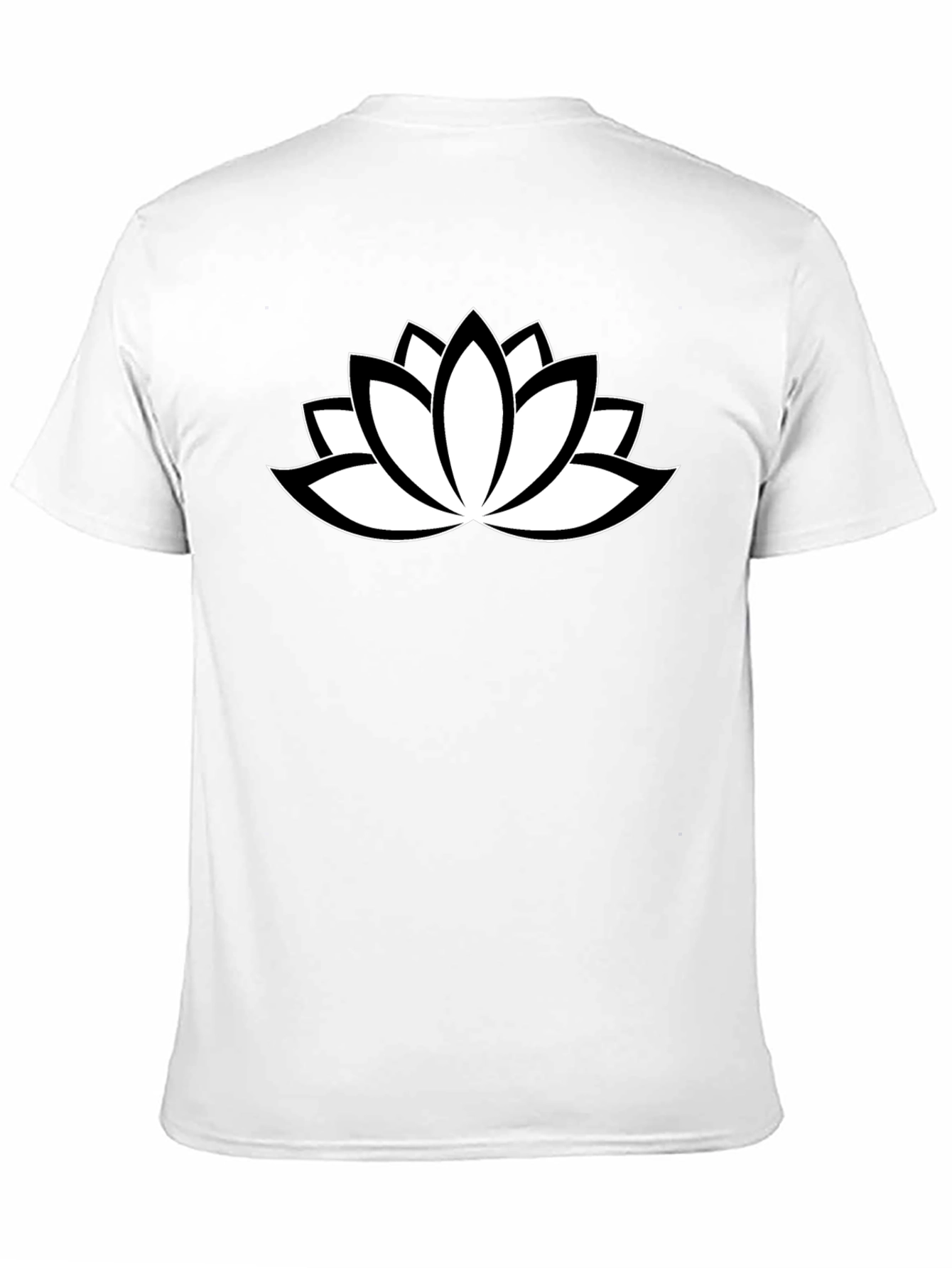 Black T-Shirt with White Lotus Flower Design