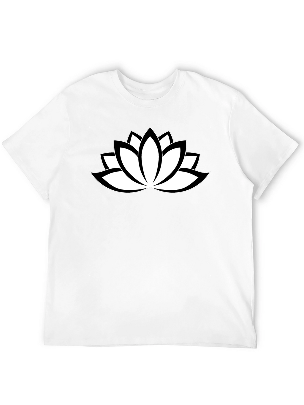Black T-Shirt with White Lotus Flower Design