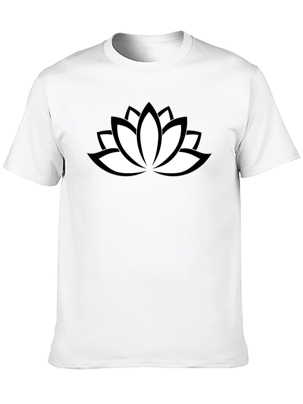Black T-Shirt with White Lotus Flower Design