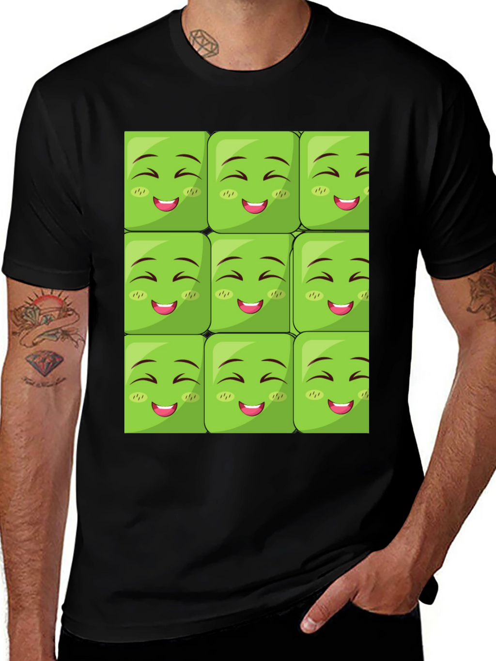 Emoji Block Graphic Tee - Black