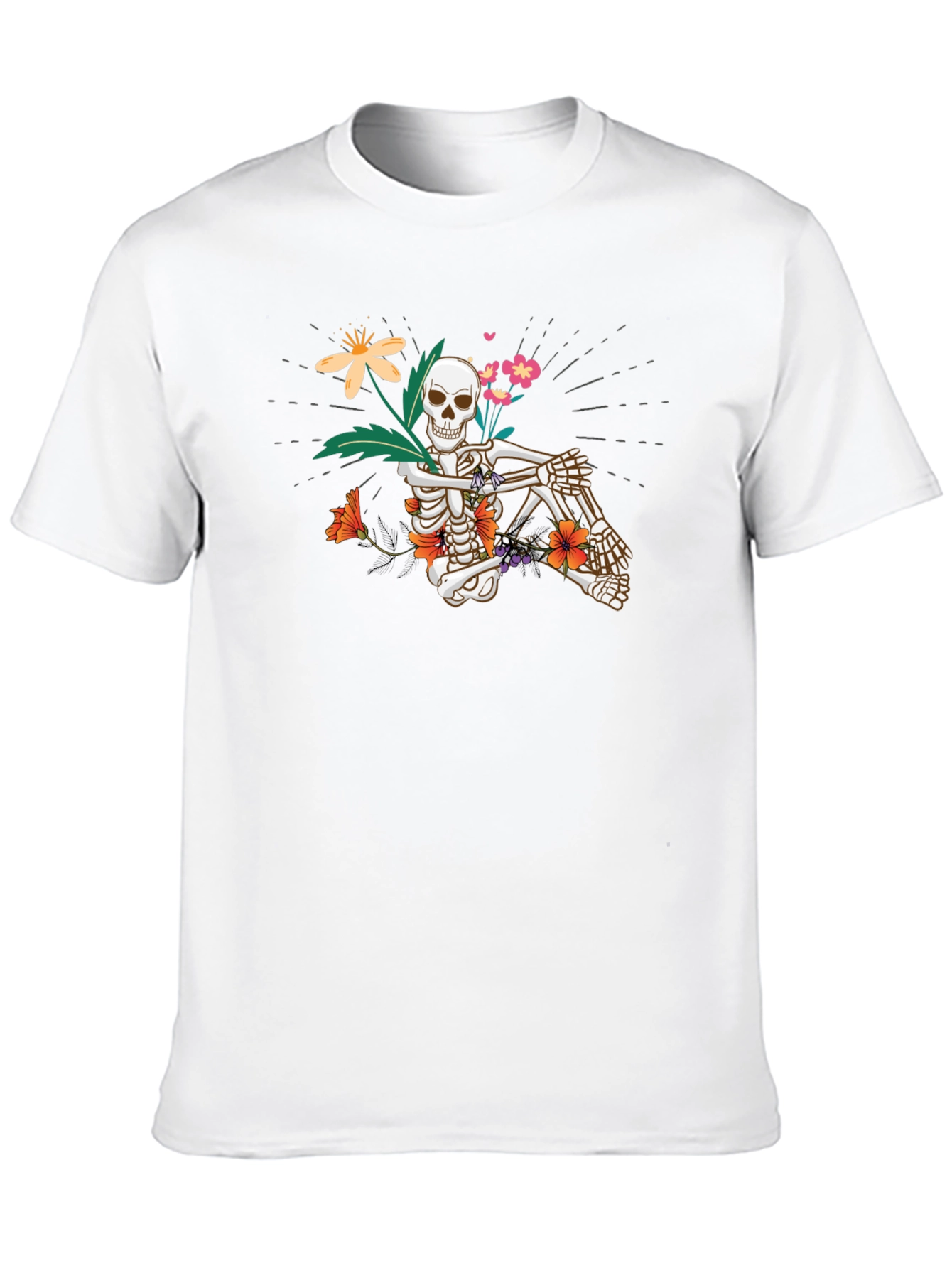 Floral Skeleton Graphic Tee - Unisex Black T-Shirt