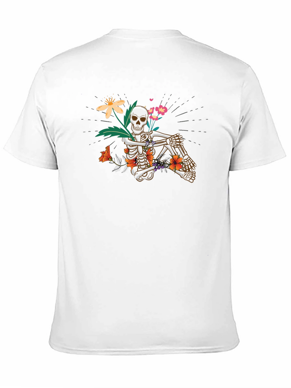Floral Skeleton Graphic Tee - Unisex Black T-Shirt