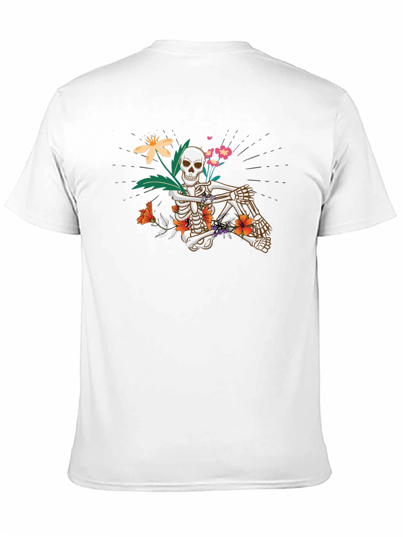 Floral Skeleton Graphic Tee - Unisex Black T-Shirt