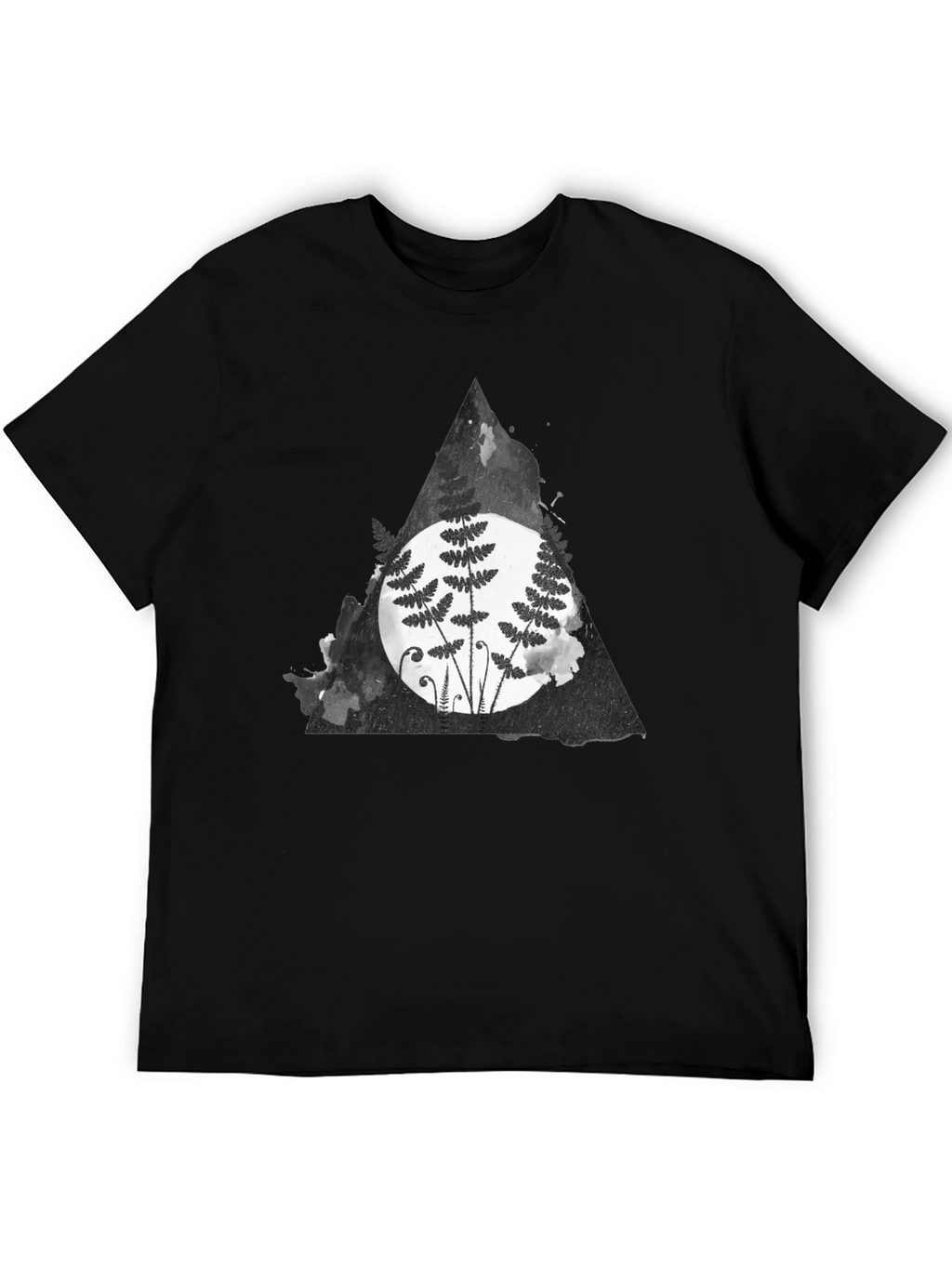 Fern Triangle Graphic T-Shirt - Black