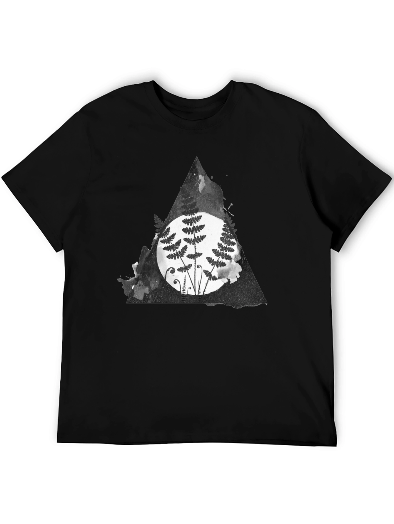 Fern Triangle Graphic T-Shirt - Black