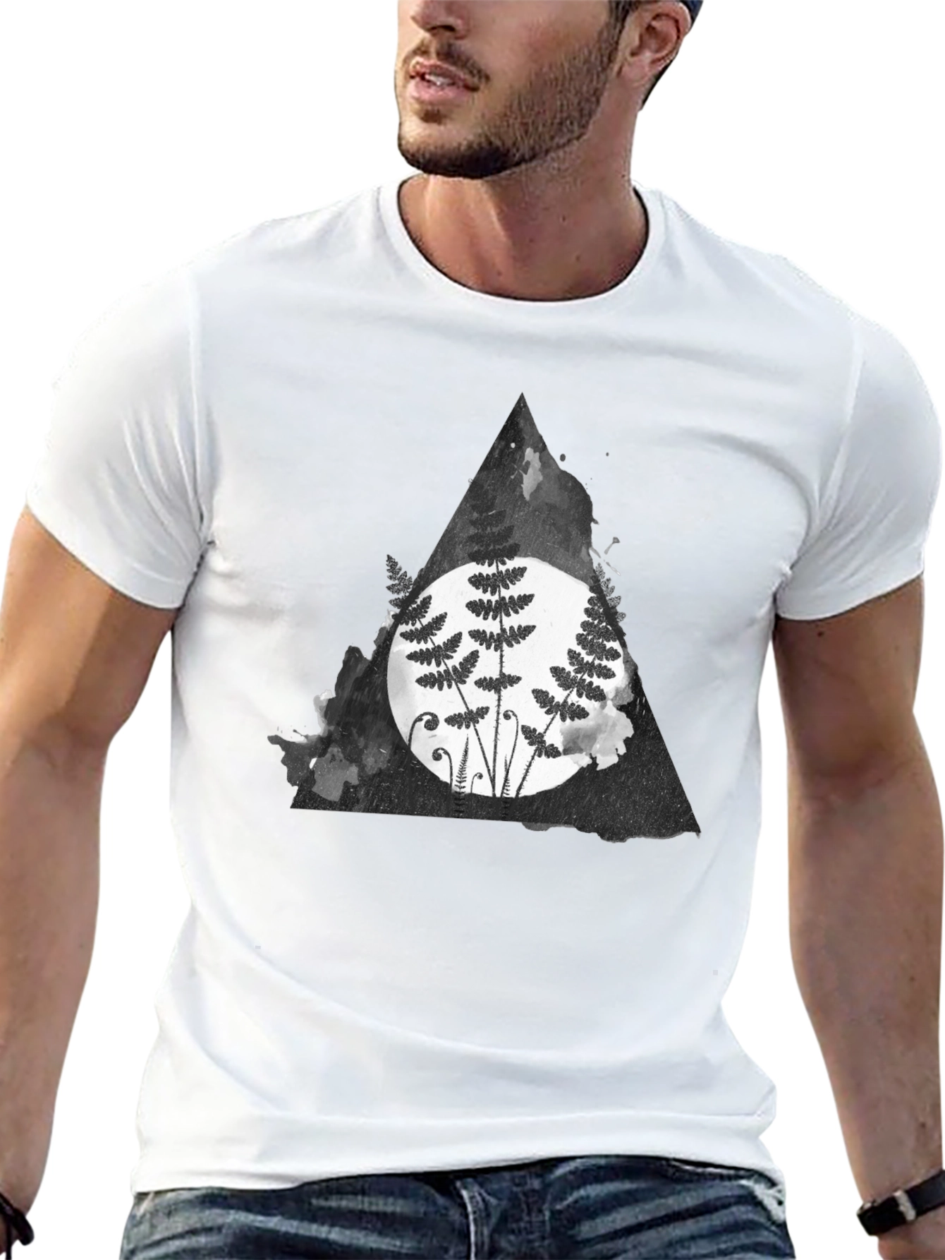 Fern Triangle Graphic T-Shirt - Black
