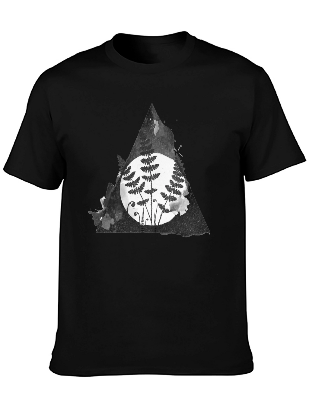 Fern Triangle Graphic T-Shirt - Black