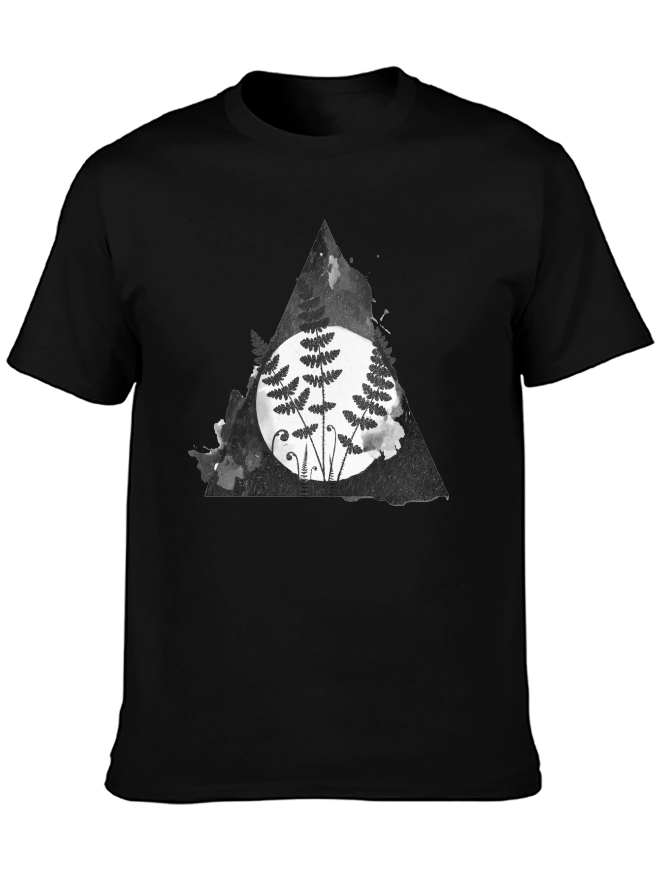Fern Triangle Graphic T-Shirt - Black