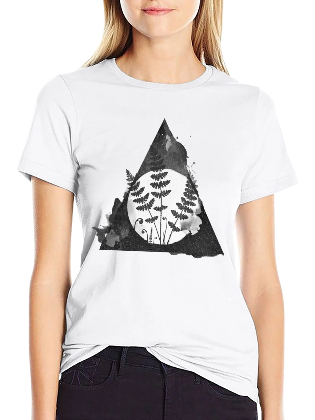 Fern Triangle Graphic T-Shirt - Black