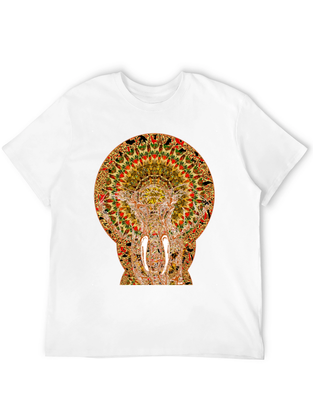 Psychedelic Elephant Print Black T-Shirt