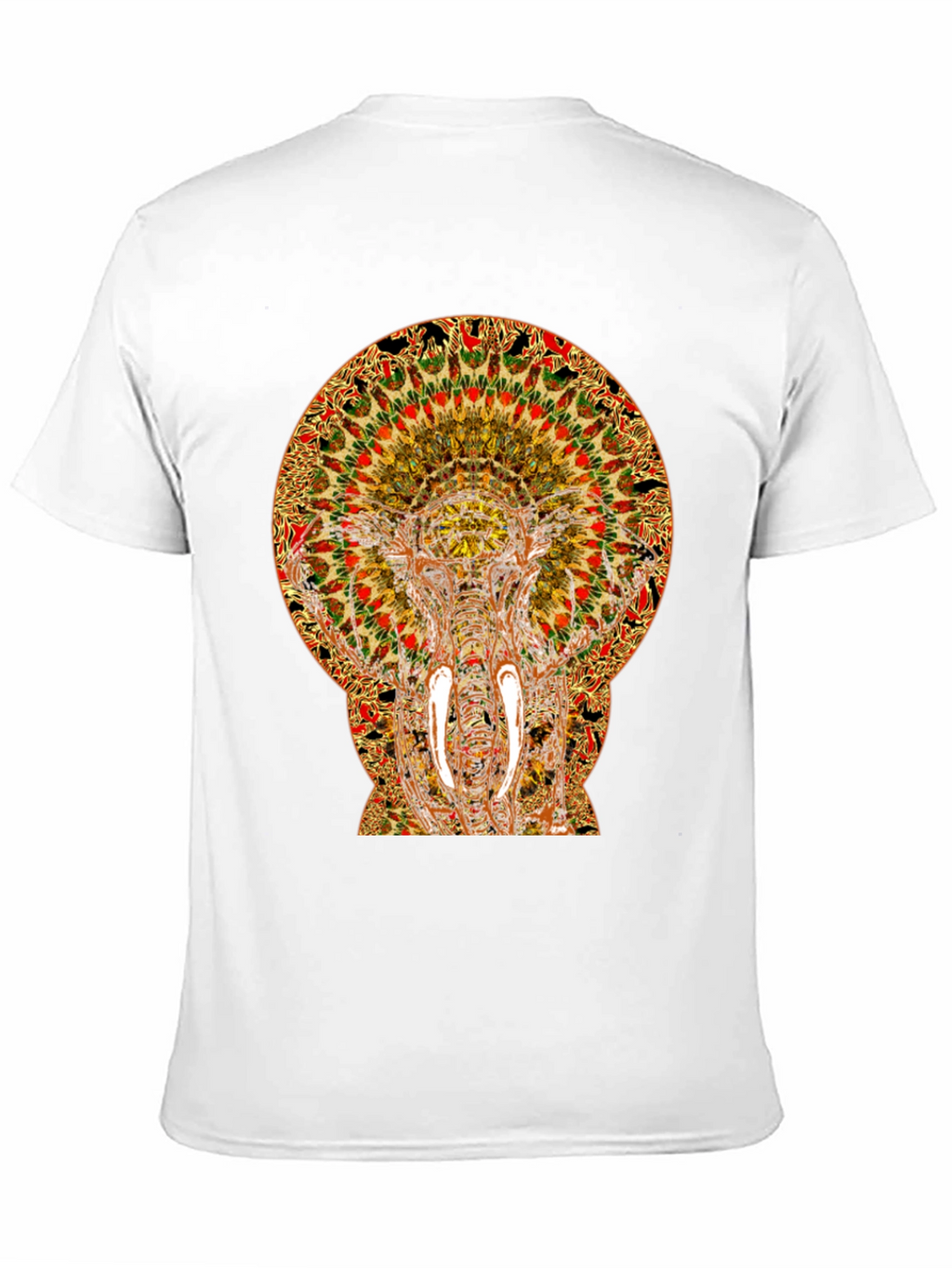 Psychedelic Elephant Print Black T-Shirt