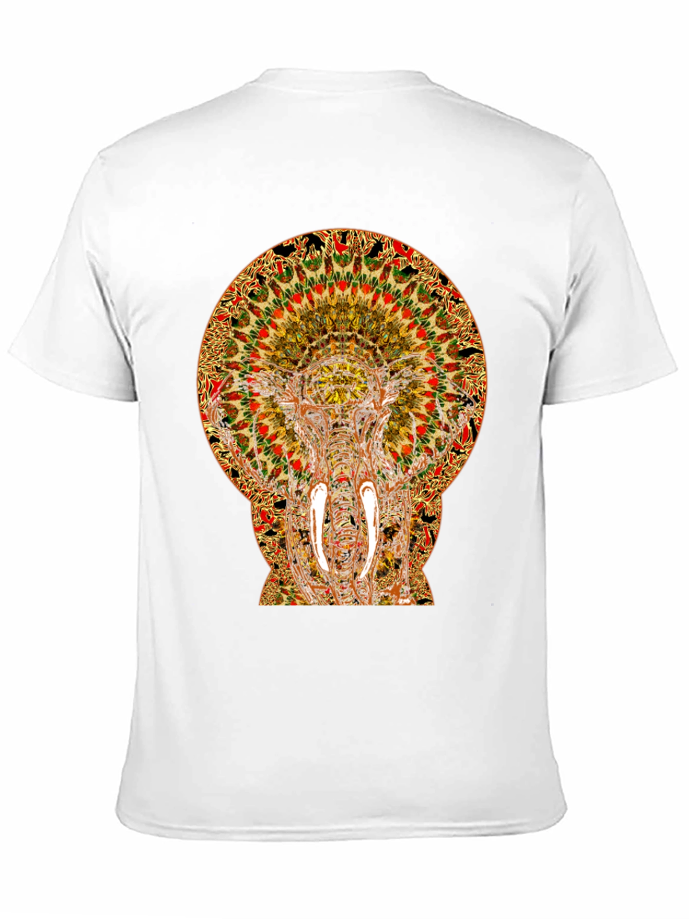 Psychedelic Elephant Print Black T-Shirt