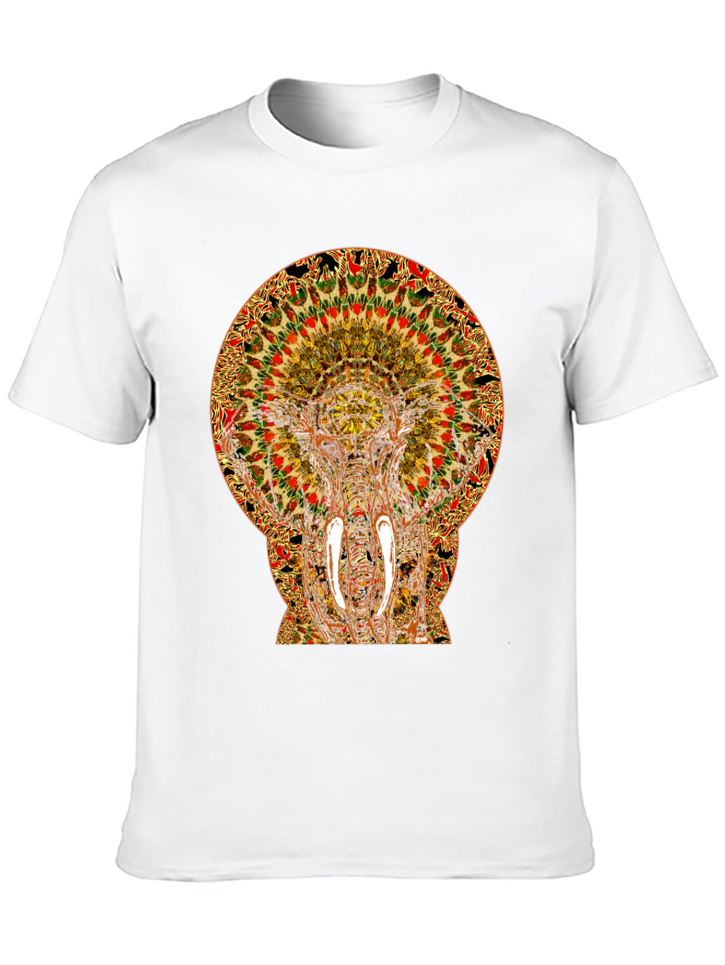 Psychedelic Elephant Print Black T-Shirt