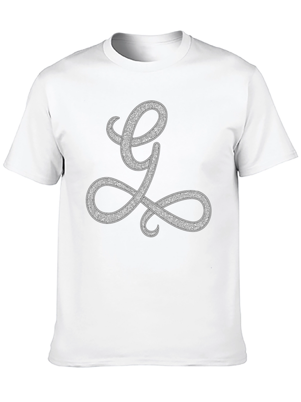 Elegant Letter L Graphic Tee - Black Cotton Blend