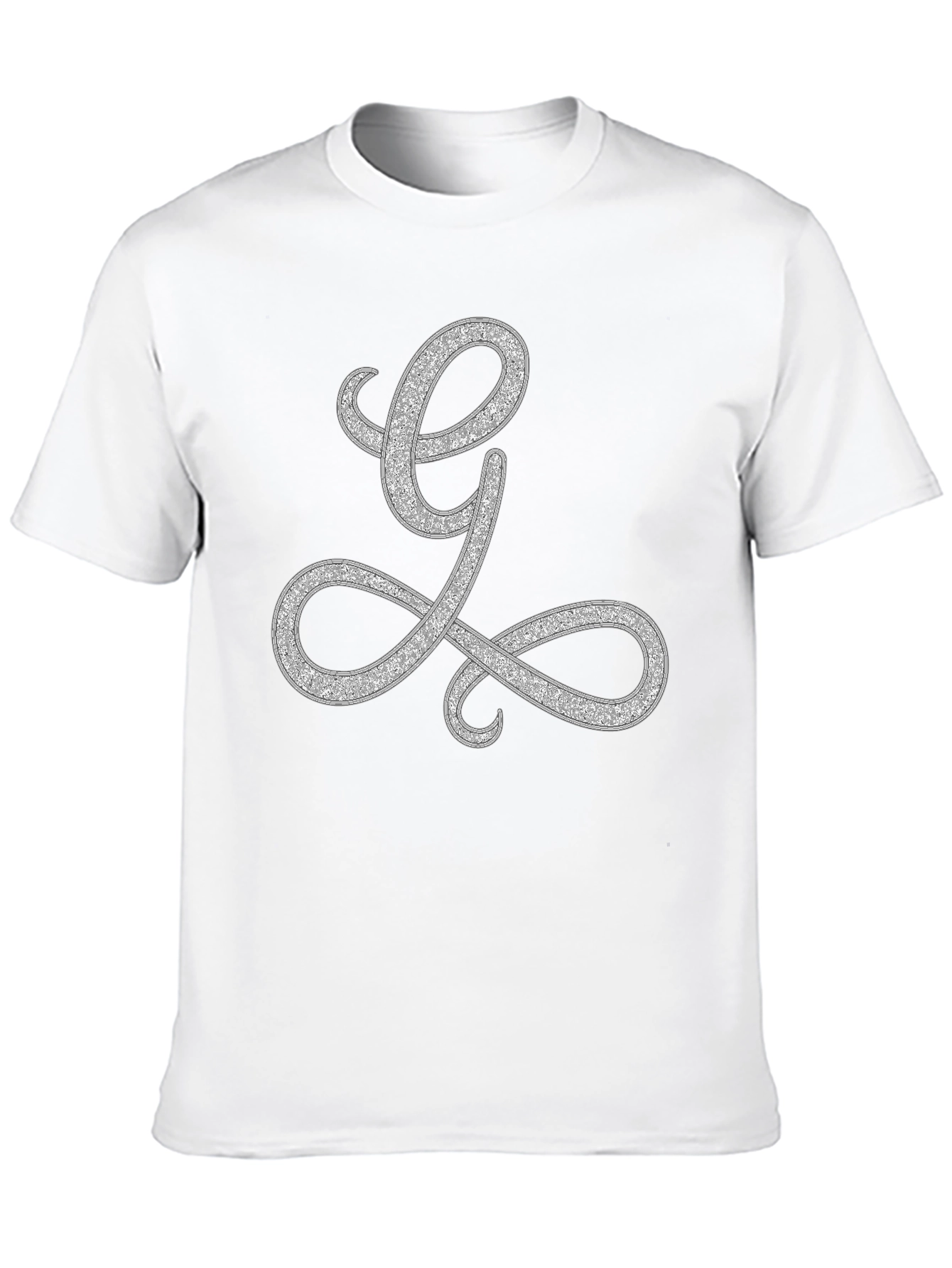 Elegant Letter L Graphic Tee - Black Cotton Blend
