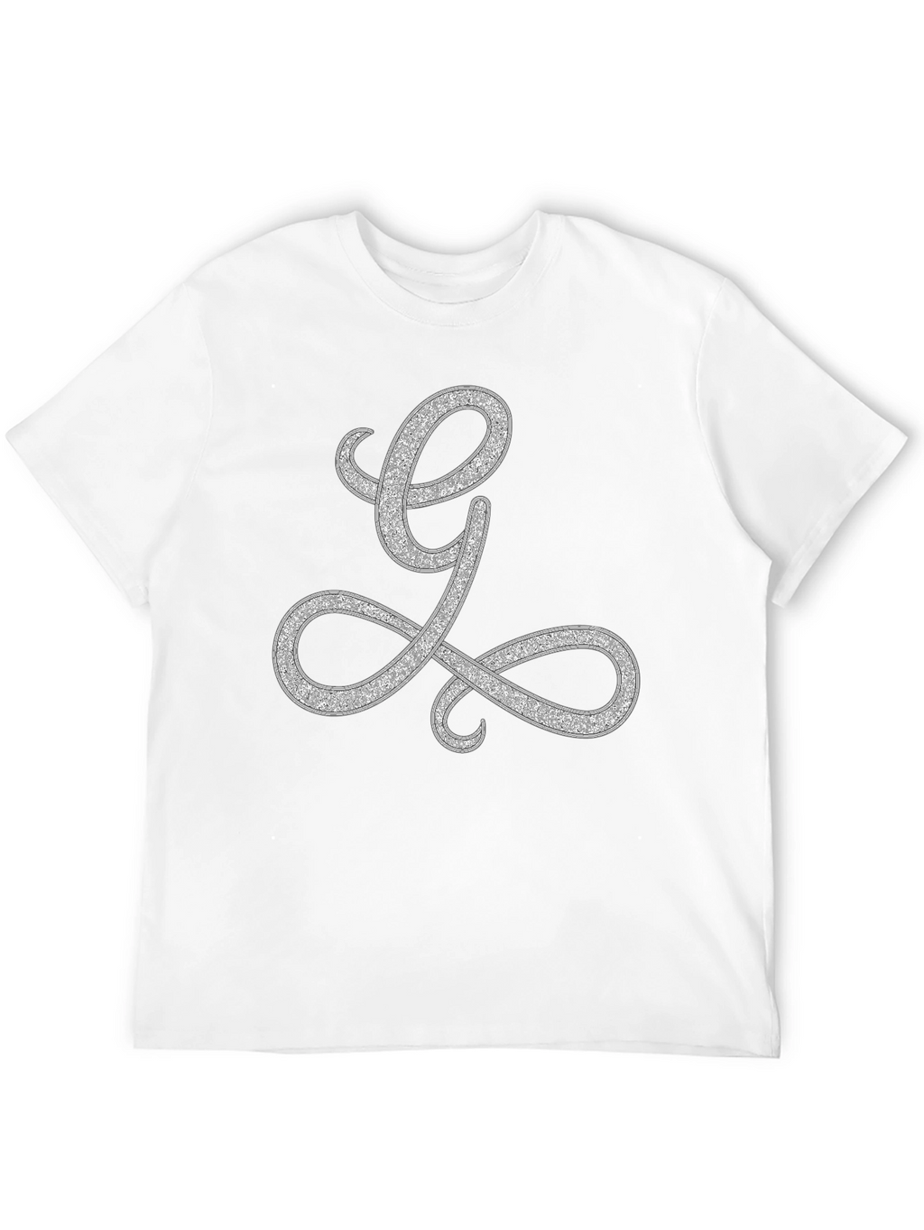 Elegant Letter L Graphic Tee - Black Cotton Blend