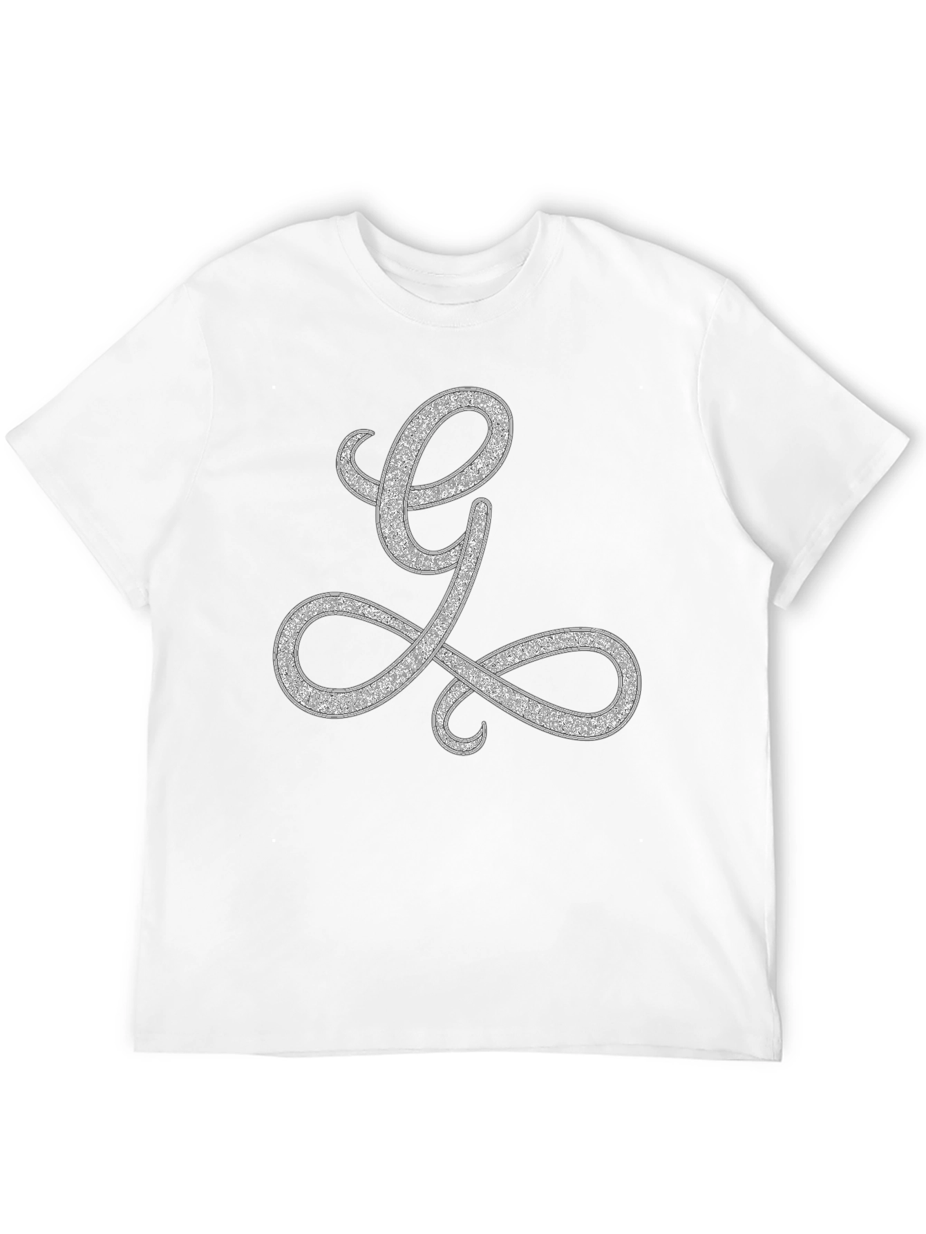 Elegant Letter L Graphic Tee - Black Cotton Blend