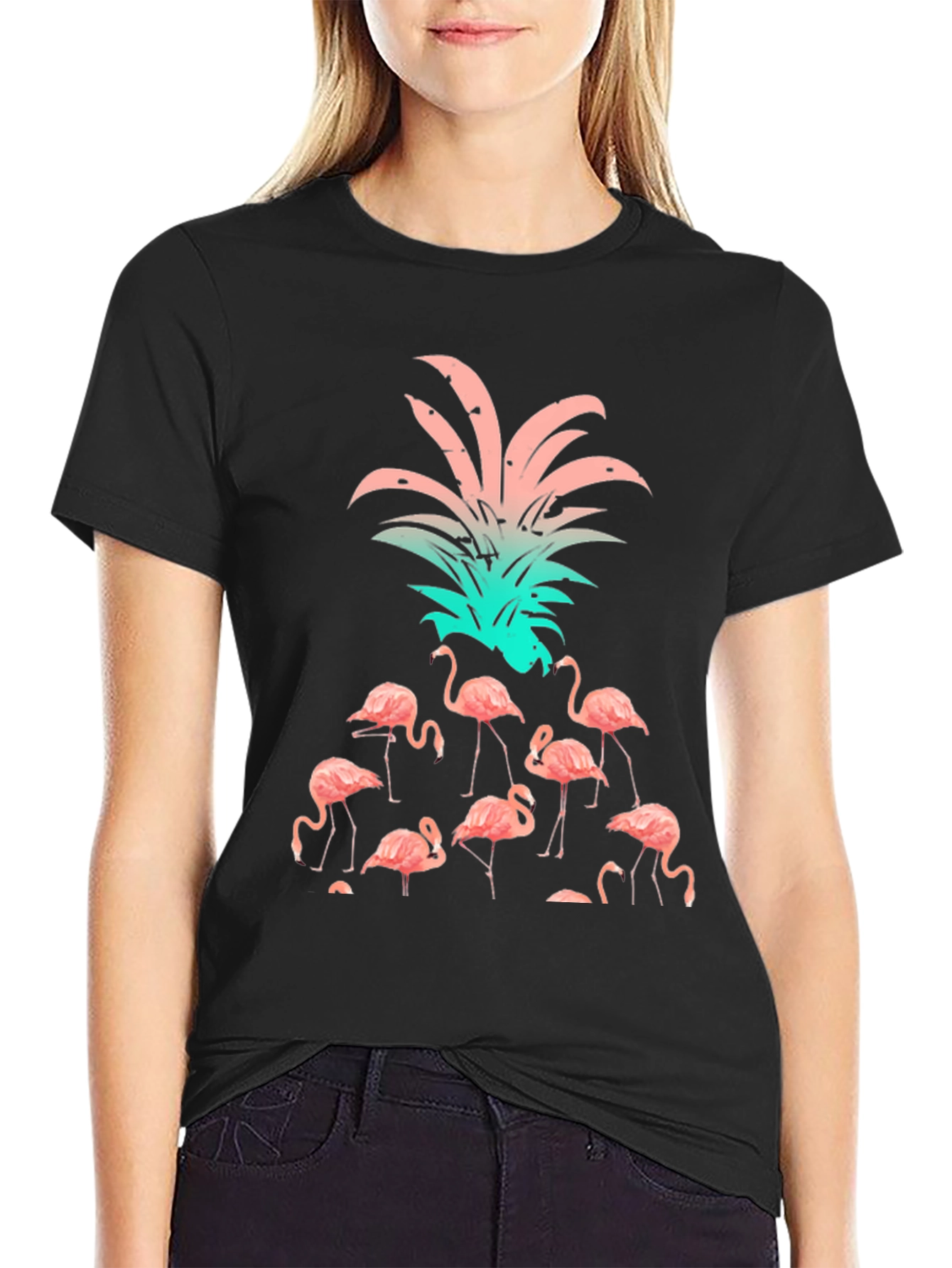 Flamingo Pineapple Graphic T-Shirt