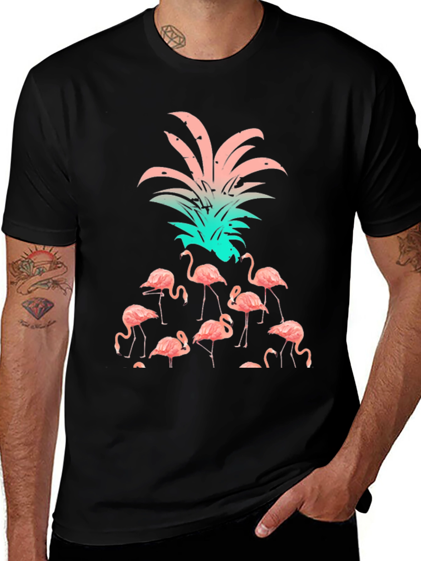Flamingo Pineapple Graphic T-Shirt