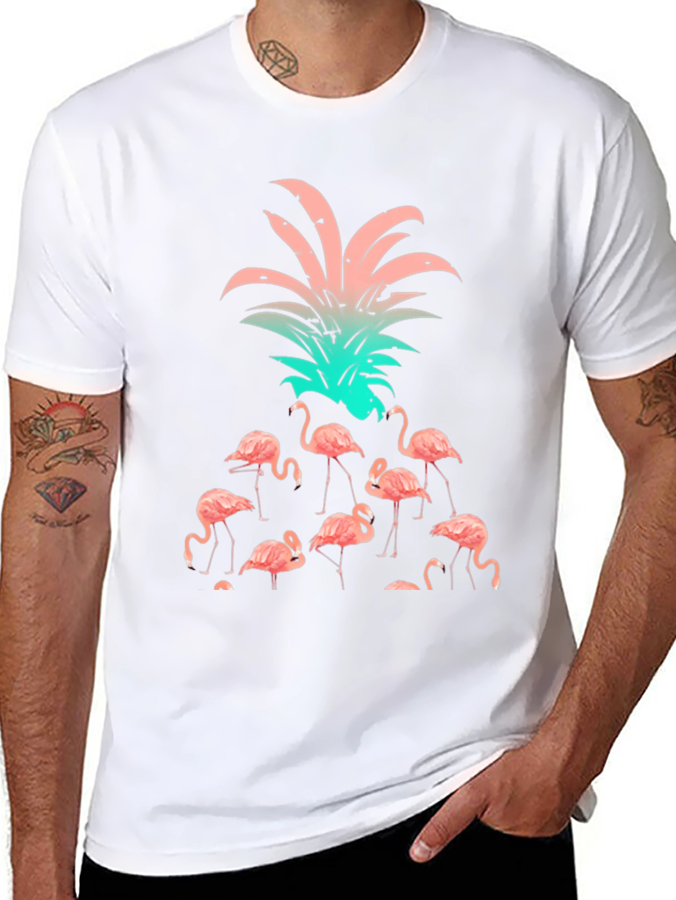 Flamingo Pineapple Graphic T-Shirt