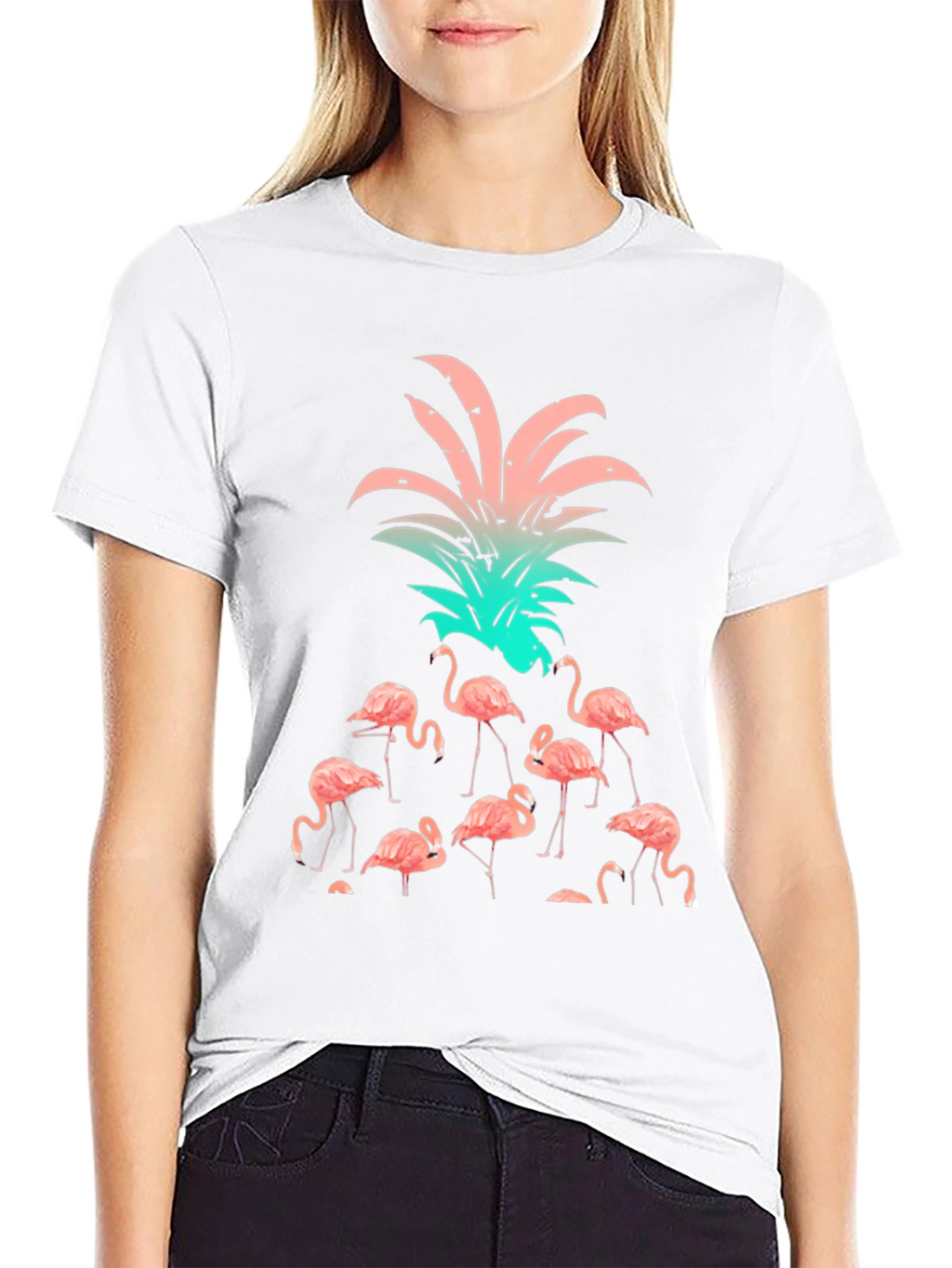 Flamingo Pineapple Graphic T-Shirt
