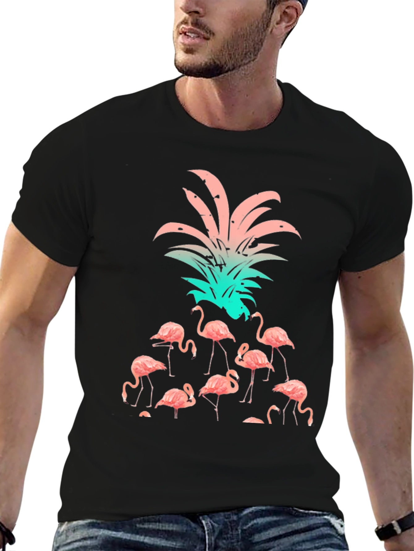 Flamingo Pineapple Graphic T-Shirt