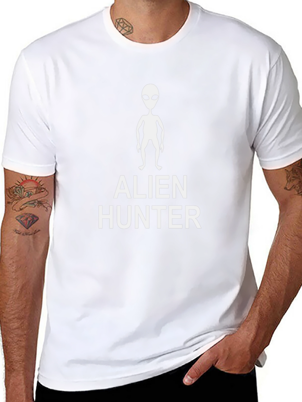 Alien Hunter Graphic Print T-Shirt - Black