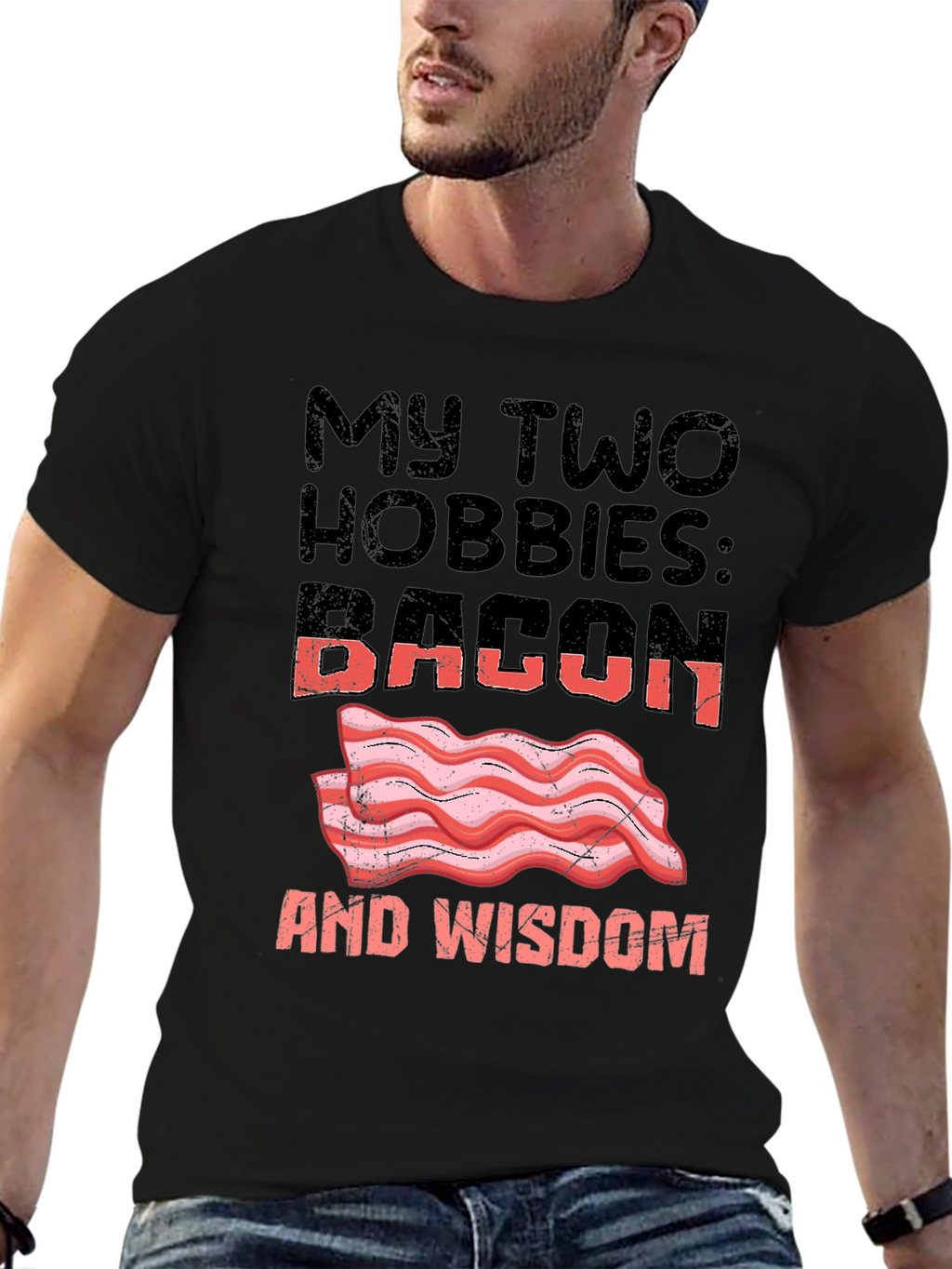 Bacon and Wisdom Graphic T-Shirt Funny Hobby Tee