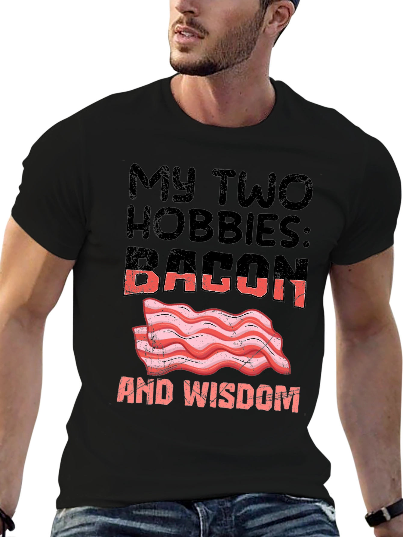 Bacon and Wisdom Graphic T-Shirt Funny Hobby Tee