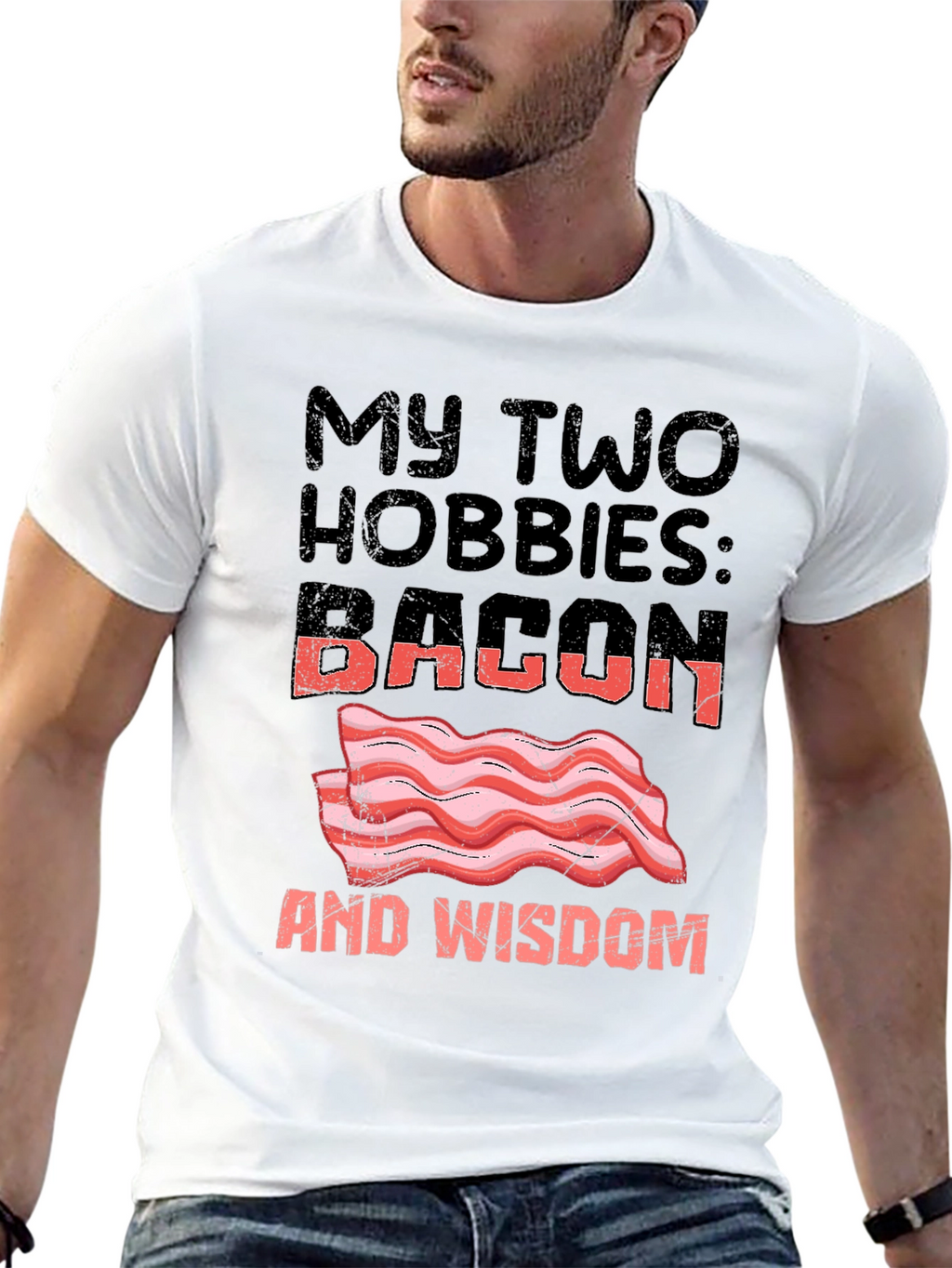 Bacon and Wisdom Graphic T-Shirt Funny Hobby Tee
