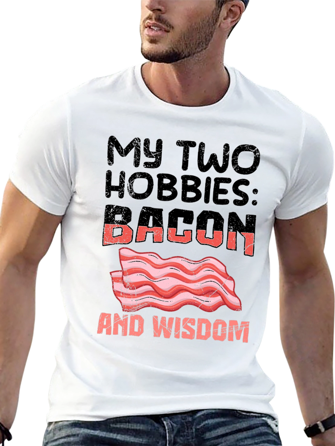 Bacon and Wisdom Graphic T-Shirt Funny Hobby Tee