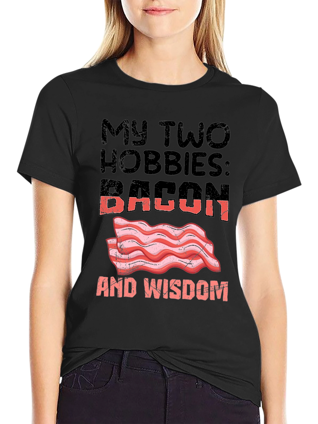 Bacon and Wisdom Graphic T-Shirt Funny Hobby Tee