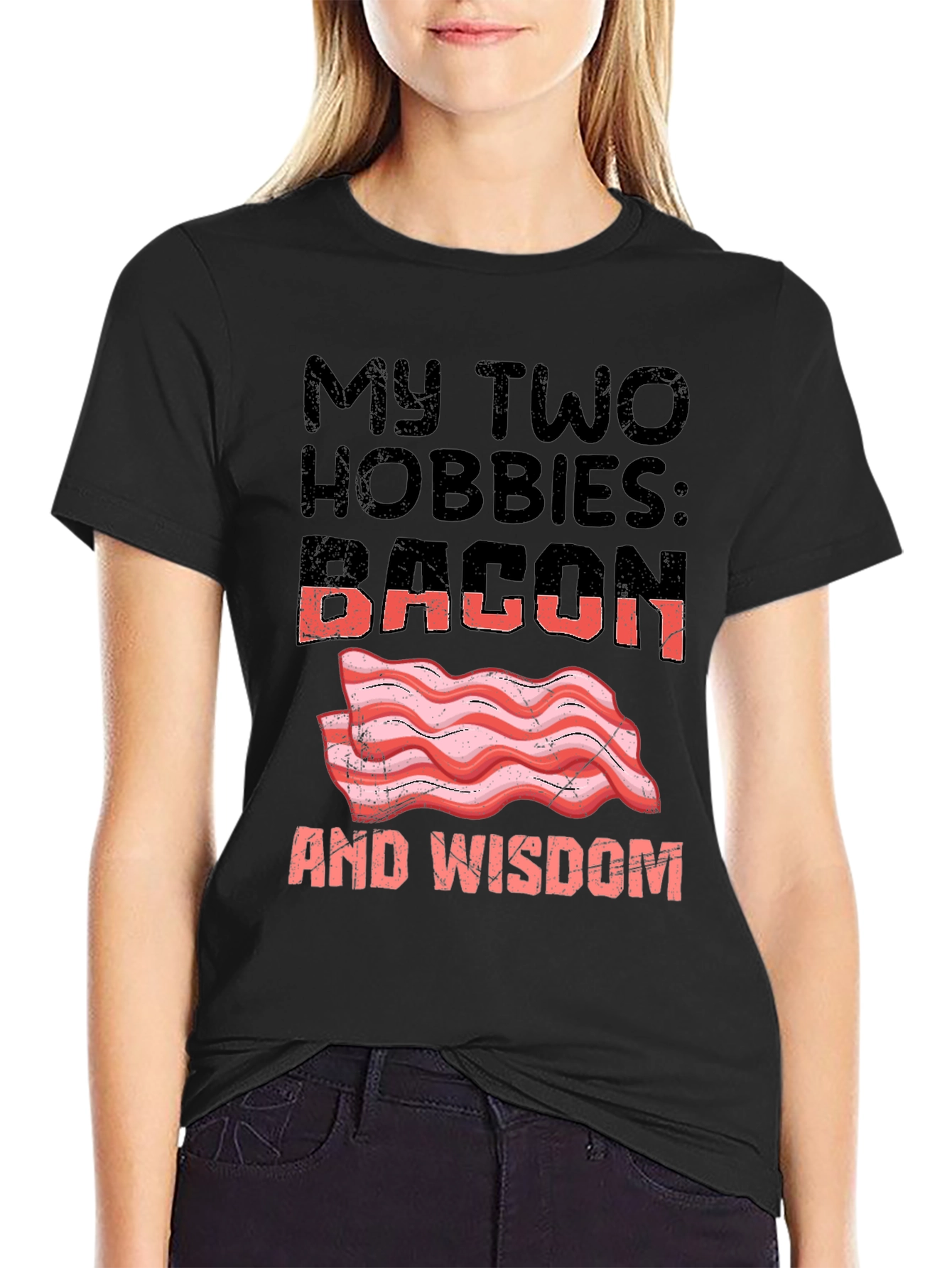 Bacon and Wisdom Graphic T-Shirt Funny Hobby Tee