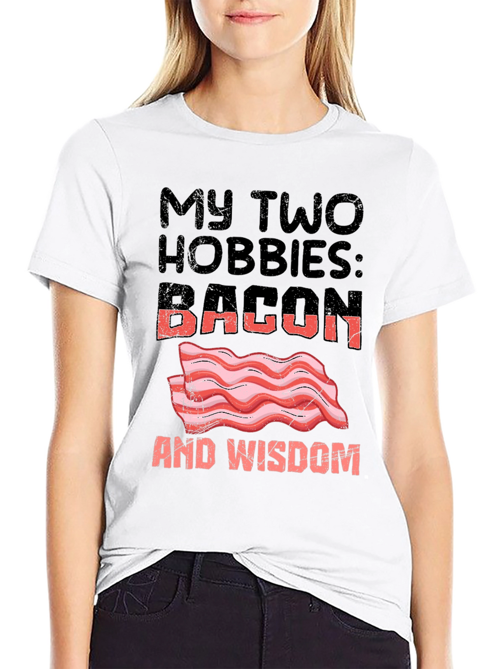 Bacon and Wisdom Graphic T-Shirt Funny Hobby Tee